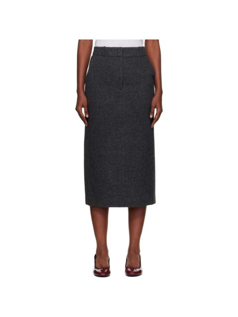 Gray Bany Wool Midi Skirt