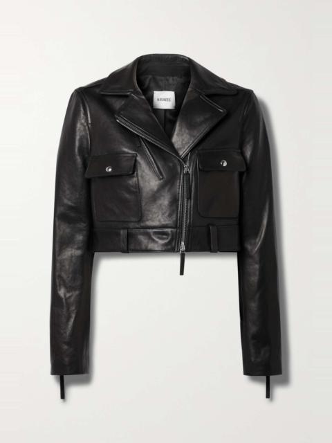 Meyla cropped leather biker jacket