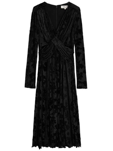 Diane Von Furstenberg Strand Flocked Mesh Midi Dress