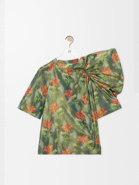 Draped top in silk blend taffeta