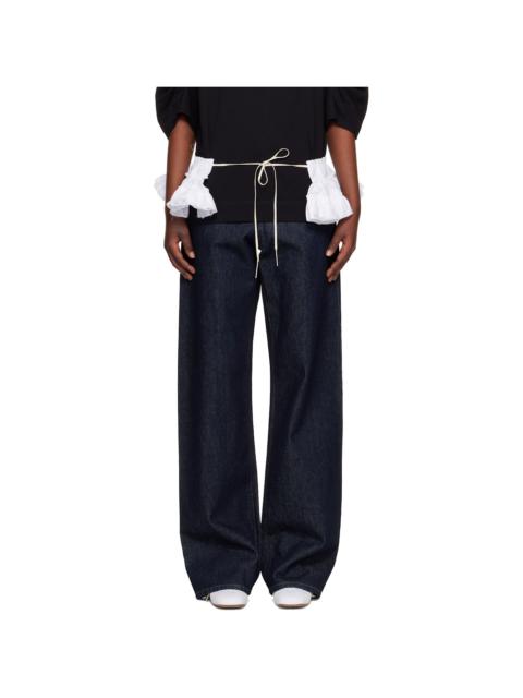 White Ruffled Cotton Waist Belt