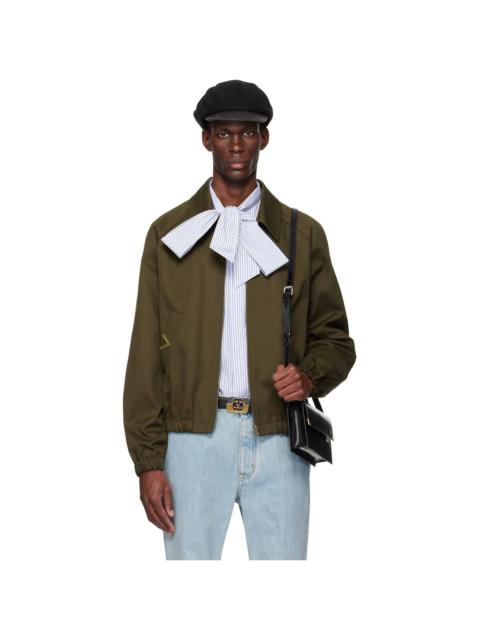 Khaki Cotton Gabardine Bomber Jacket