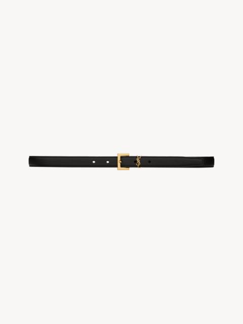 narrow monogram belt with square buckle in grained leather