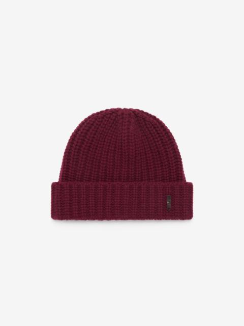 Burgundy merino wool and cashmere beanie