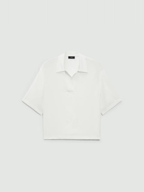 Oversized Polo Shirt in Silk Georgette