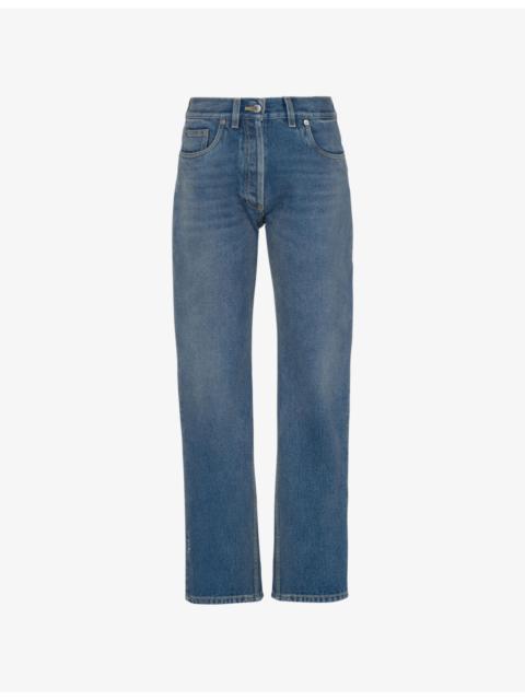 Five-pocket high-rise straight-leg jeans