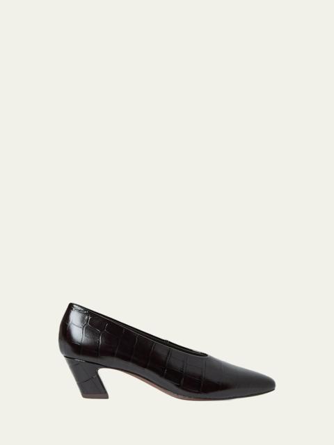 50mm Neive Croc-Embossed Leather Pumps