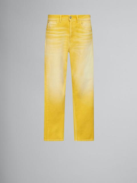 YELLOW OVERDYED BULL DENIM STRAIGHT-LEG TROUSERS