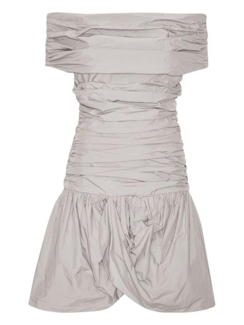 off-shoulder ruched mini dress
