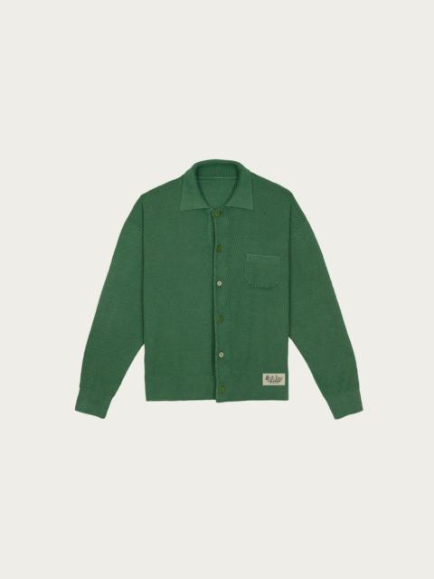 Pigment Dye Longsleeve Polo Sweater - Green