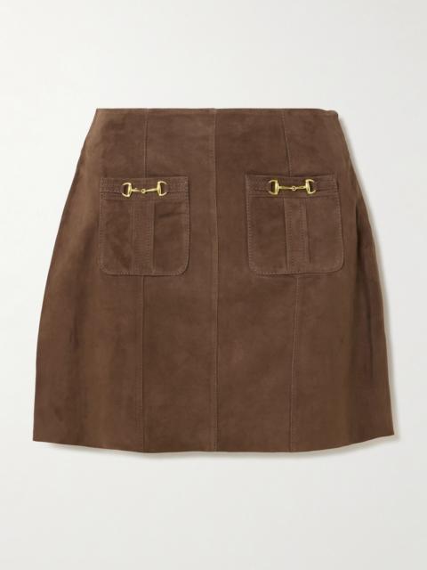 Wiley Embellished Paneled Suede Mini Skirt