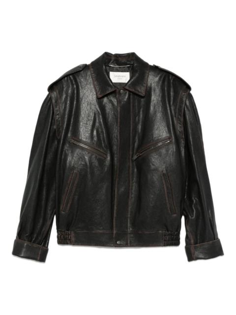 leather zip-fastening jacket