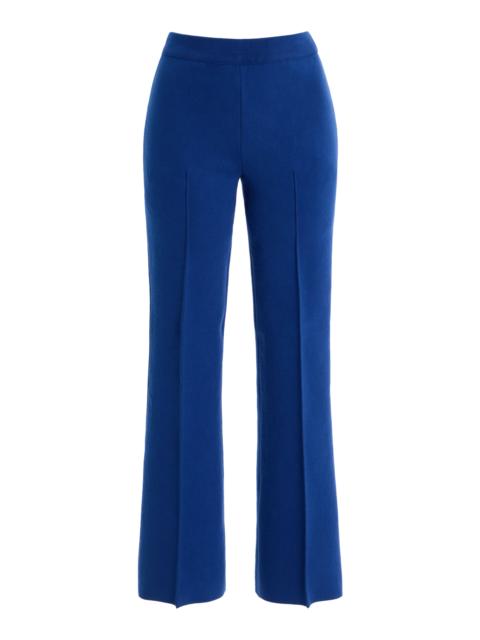 Stretch-Cotton Knit Cropped Flared Pants navy