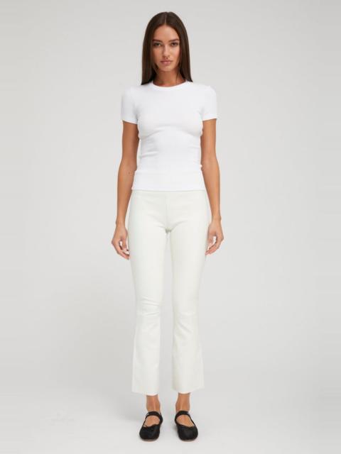 WHITE LEATHER ANKLE FLARE