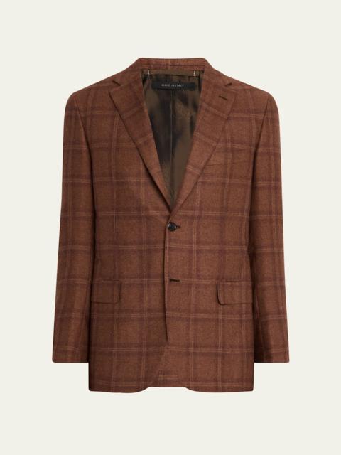 Men's Silk and Cashmere Tonal Plaid Sport Coat