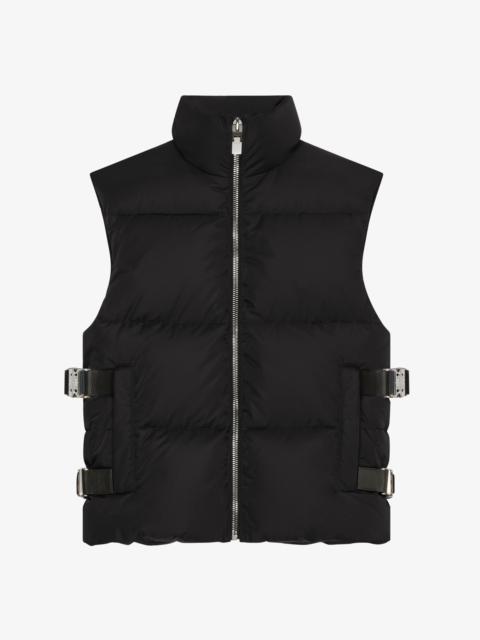 SLEEVELESS PUFFER JACKET WITH METALLIC DETAILS