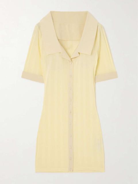 Manta poplin-trimmed ribbed-knit mini dress