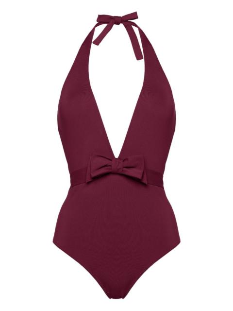 halter-neck bow-embellished swimsuit
