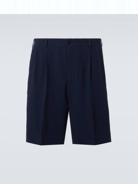 Pleated wool seersucker shorts