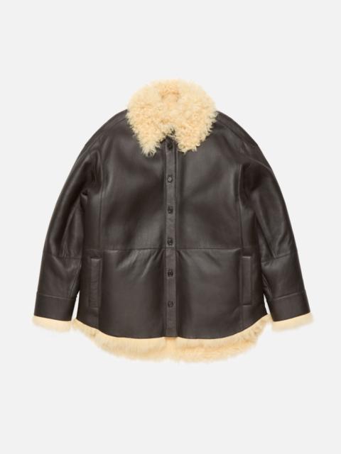 Shearling shirt jacket - Coffee brown/pale yellow