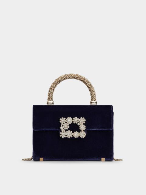 Flower Strass Jewel Buckle Mini Clutch Bag in Velvet