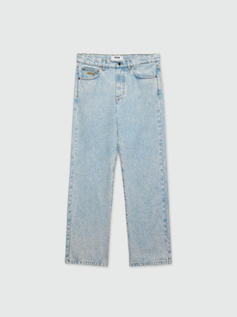 Light blue marbled denim trousers