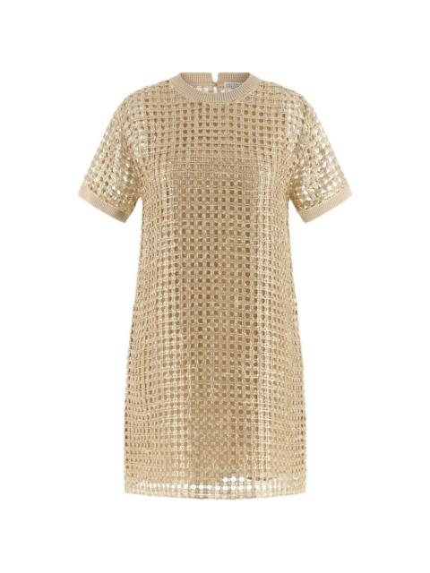 sequin mesh-knit mini dress