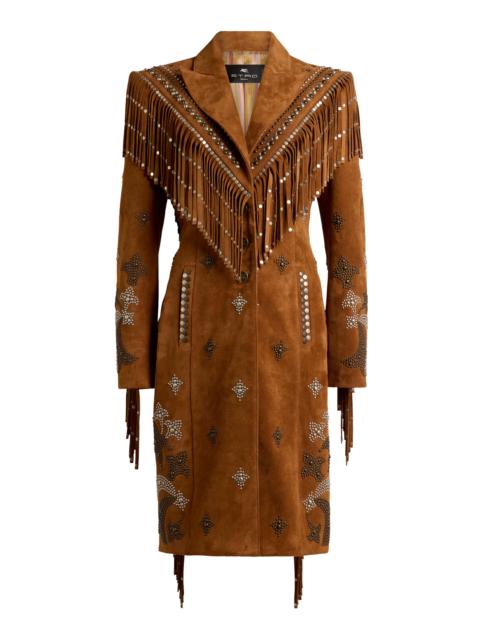 Embellished Suede Coat brown
