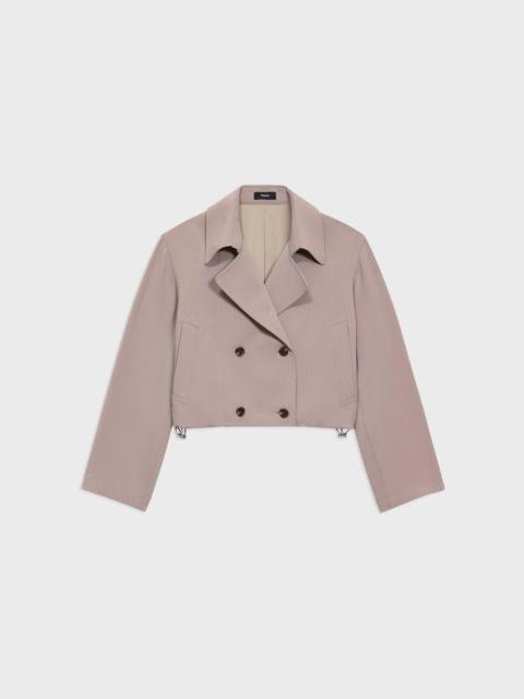 Double-Breasted Crop Trench in Admiral Crepe