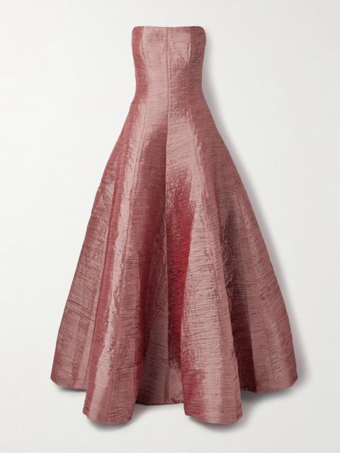 Strapless Plissé-taffeta Gown