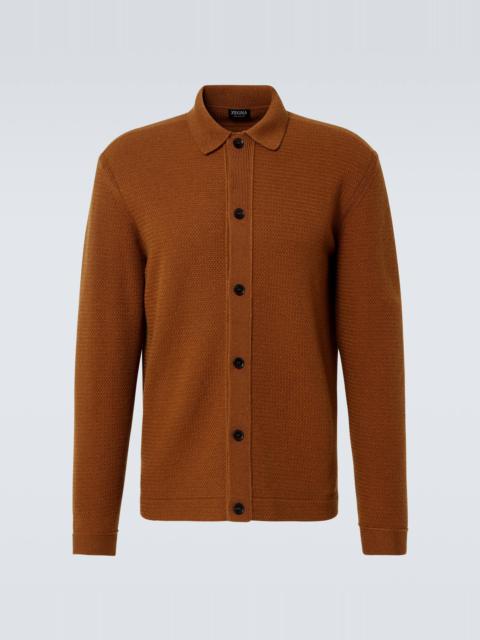 Ribbed-knit cashmere cardigan