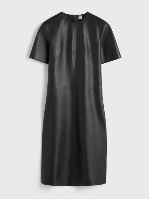 Leather tee dress black