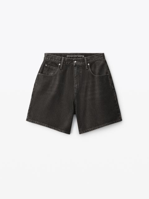 OVERSIZED JEAN SHORTS IN COATED DENIM
