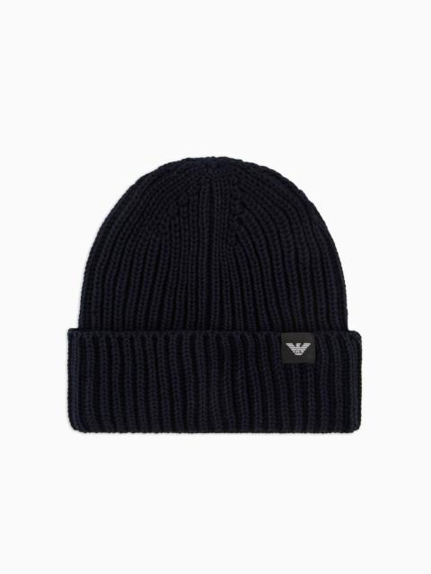 Fisherman’s rib virgin wool-blend beanie