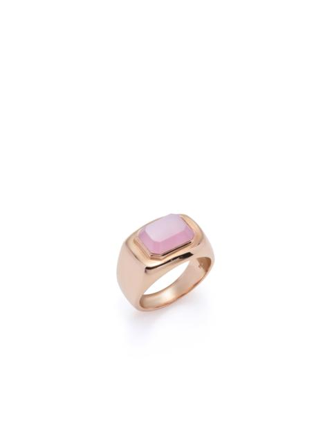 Large Ring in 18K Gold & Rose Quartz