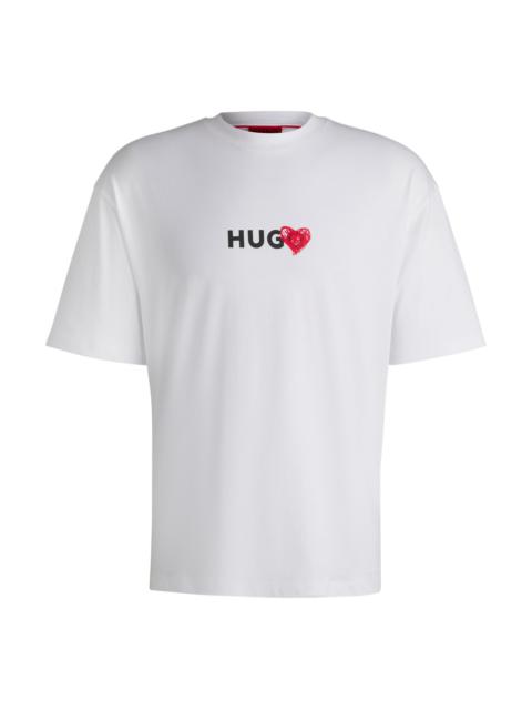 COTTON-JERSEY T-SHIRT WITH HEART ARTWORK