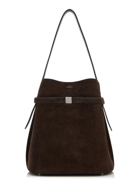 Belted Suede Bucket Bag brown