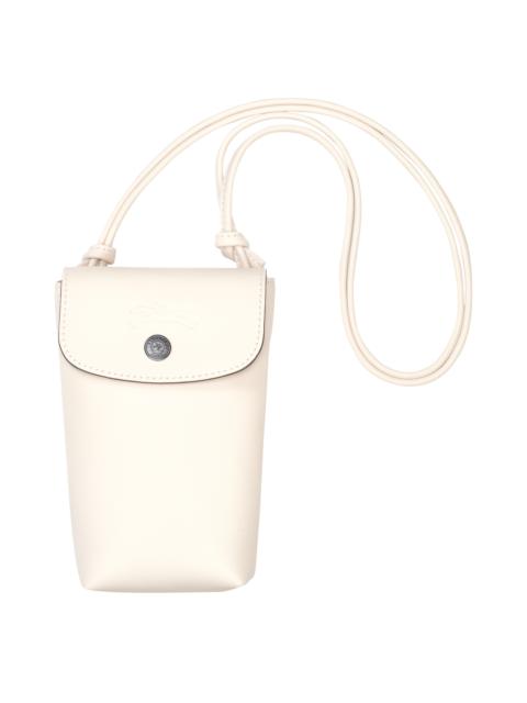 Le Pliage Xtra Phone case with leather lace Ecru - Leather
