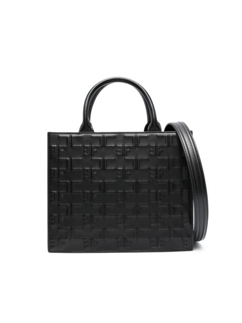 logo-embossed quilted tote bag