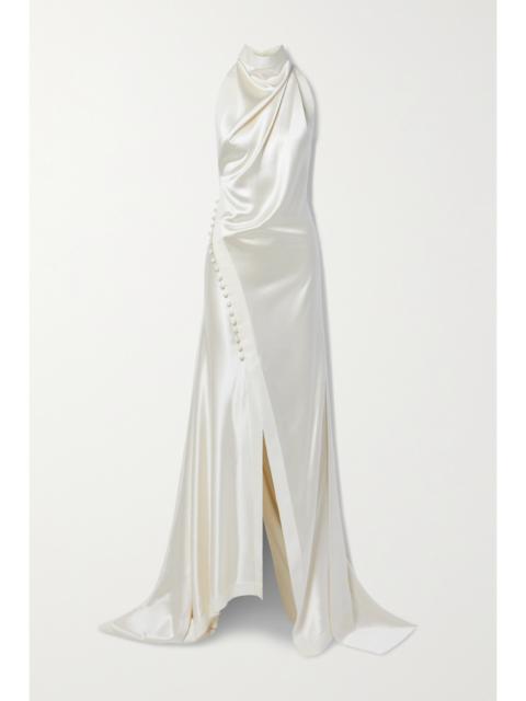 Sasha Draped Silk-charmeuse Halterneck Gown