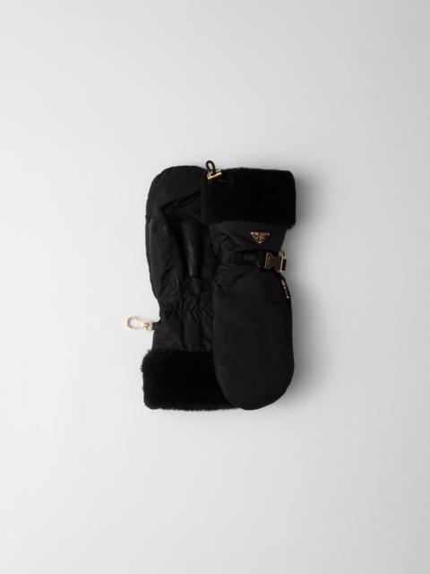 Re-Nylon and shearling mittens
