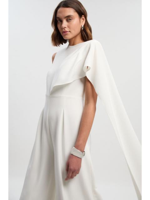 Tailored Drape Cape Wide Leg Jumpsuit