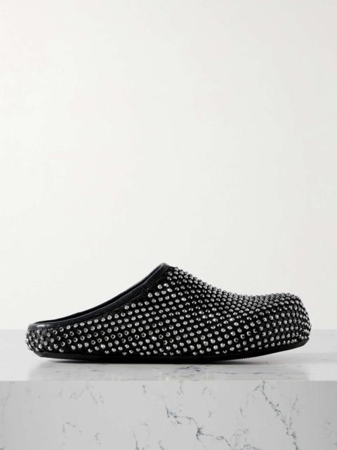 Fussbett Sabot leather and crystal-embellished mesh clogs