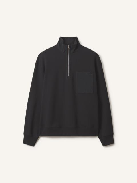 HALF-ZIP NYLON POCKET SWEATSHIRT