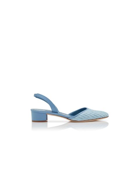 Light Blue Raffia Slingback Pumps