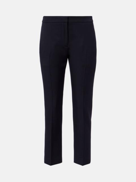 Cropped wool gabardine flared pants