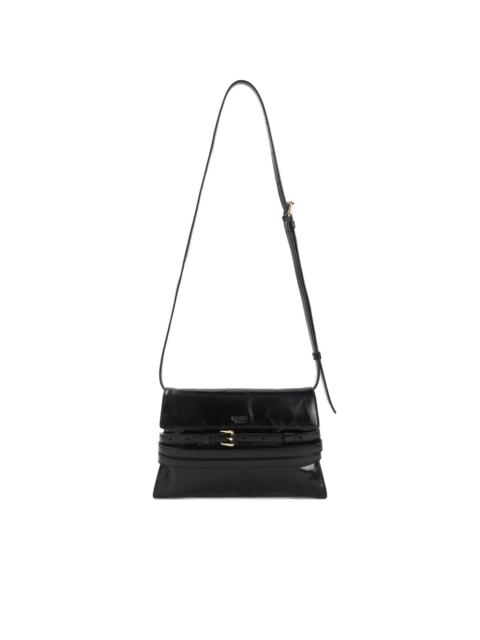 buckle-fastening leather shoulder bag