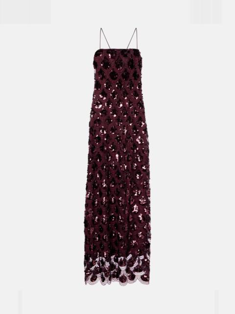 Embellished mesh cocktail dress