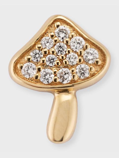 14K Yellow Gold Small Mushroom Diamond Stud Earring, Single