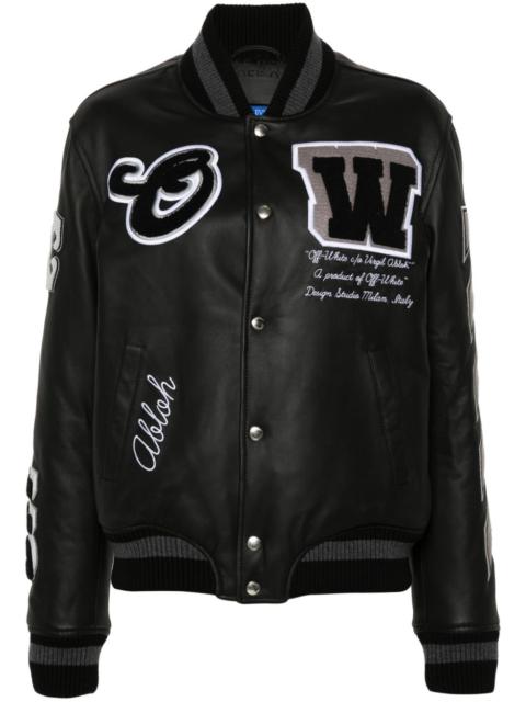appliquÃ© leather bomber jacket